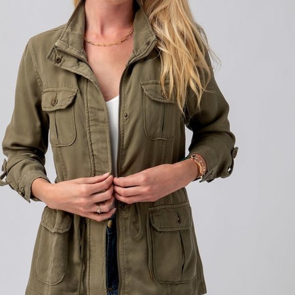 Olive Color Utility Jacket - Picture 9 of 11